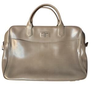 S.T. Dupont Laptop Briefcase Bag Unisex Line D Document Case Brown Leather Zip